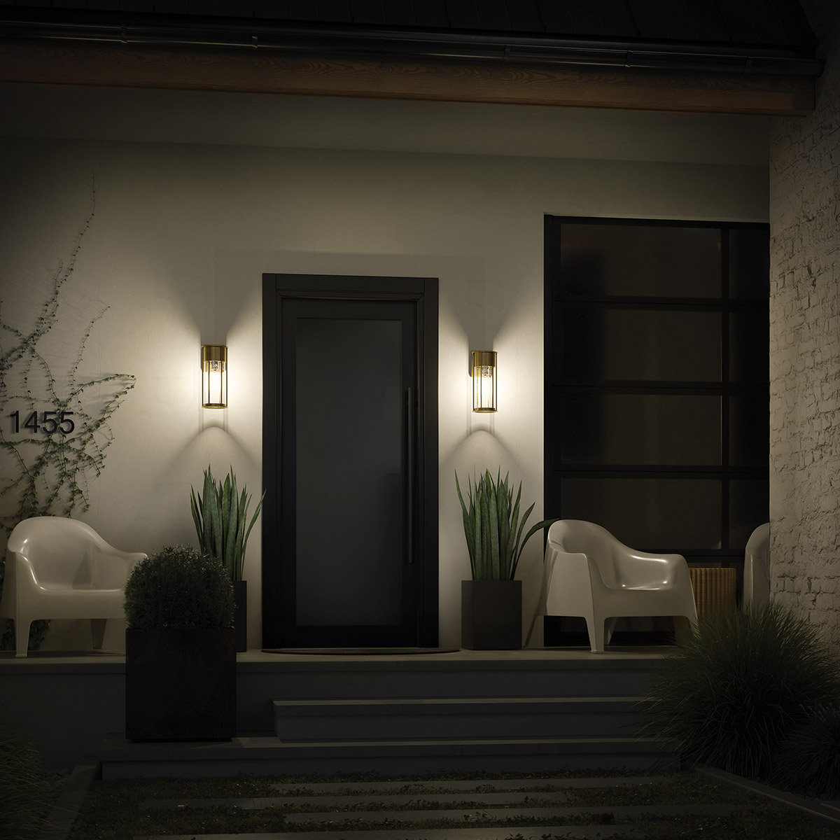 Larkbury Heritage Outdoor Wall Lantern Natural Brass Larkbury Heritage Outdoor Wall Lantern Natural Brass β in situ view