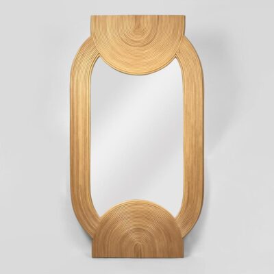 Larkendale Hamptons Ribbed Rattan Arched Standing Mirror Natural