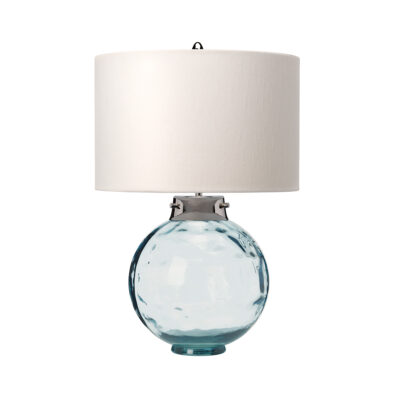 Larkfield Coastal Table Lamp Blue Glass with Polished Nickel Fittings