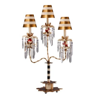 Larkspur Hollow French Provincial 3 Arm Candelabra Table Lamp Cream and Gold