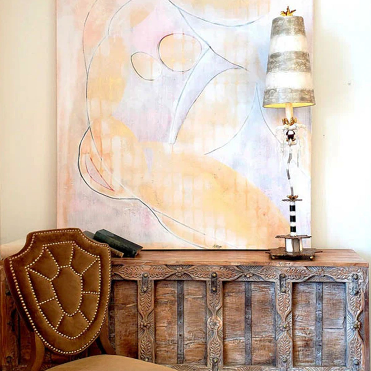 Larkspur Hollow French Provincial Table Lamp Cream and Gold Larkspur Hollow French Provincial Table Lamp Cream and Gold — in situ view