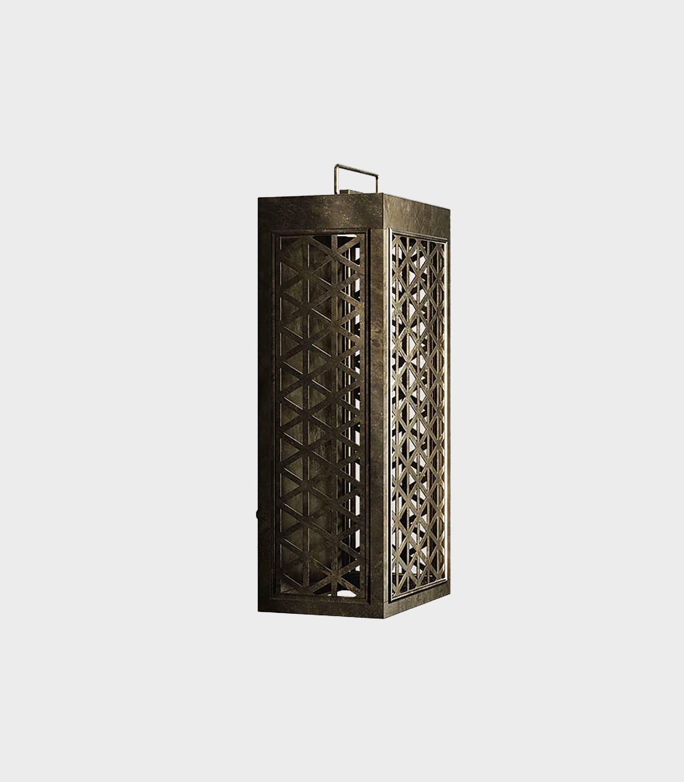 Latticewood Moroccan Style Perforated Brass Outdoor Wall Light Antique Brass Latticewood Moroccan Style Perforated Brass Outdoor Wall Light Antique Brass