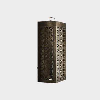 Latticewood Moroccan Style Perforated Brass Outdoor Wall Light Antique Brass