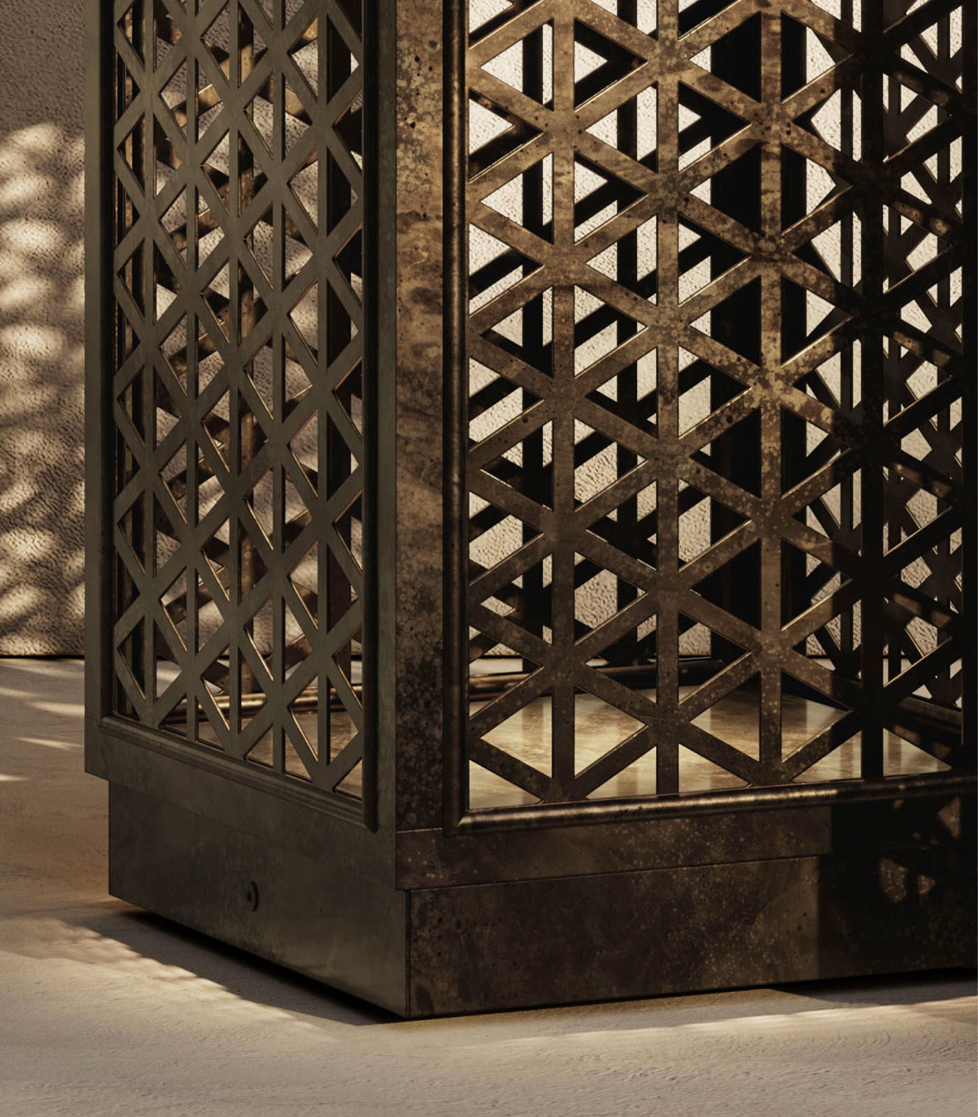 Latticewood Small Antique Brass Outdoor Floor Lamp Latticewood Small Antique Brass Outdoor Floor Lamp