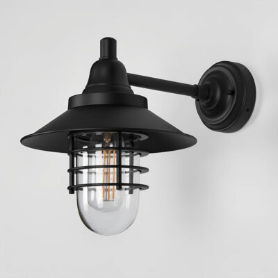 Laurelton Nautical Caged Outdoor Wall Light Black