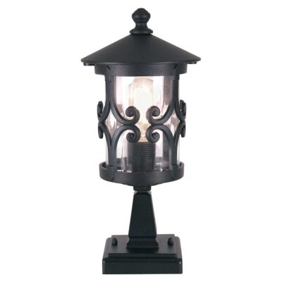 Ledbourne Traditional Outdoor Pedestal Lantern in Black