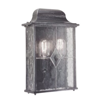 Lismore Quay Traditional Half Lantern Outdoor Wall Light Black Silver