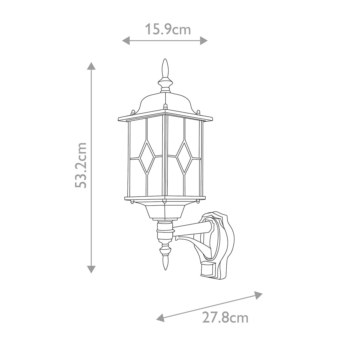 Lismore Quay Traditional Outdoor Wall Lantern with Sensor Black Silver Lismore Quay Traditional Outdoor Wall Lantern with Sensor Black Silver