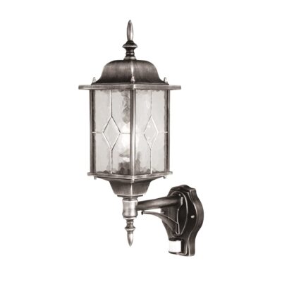 Lismore Quay Traditional Outdoor Wall Lantern with Sensor Black Silver