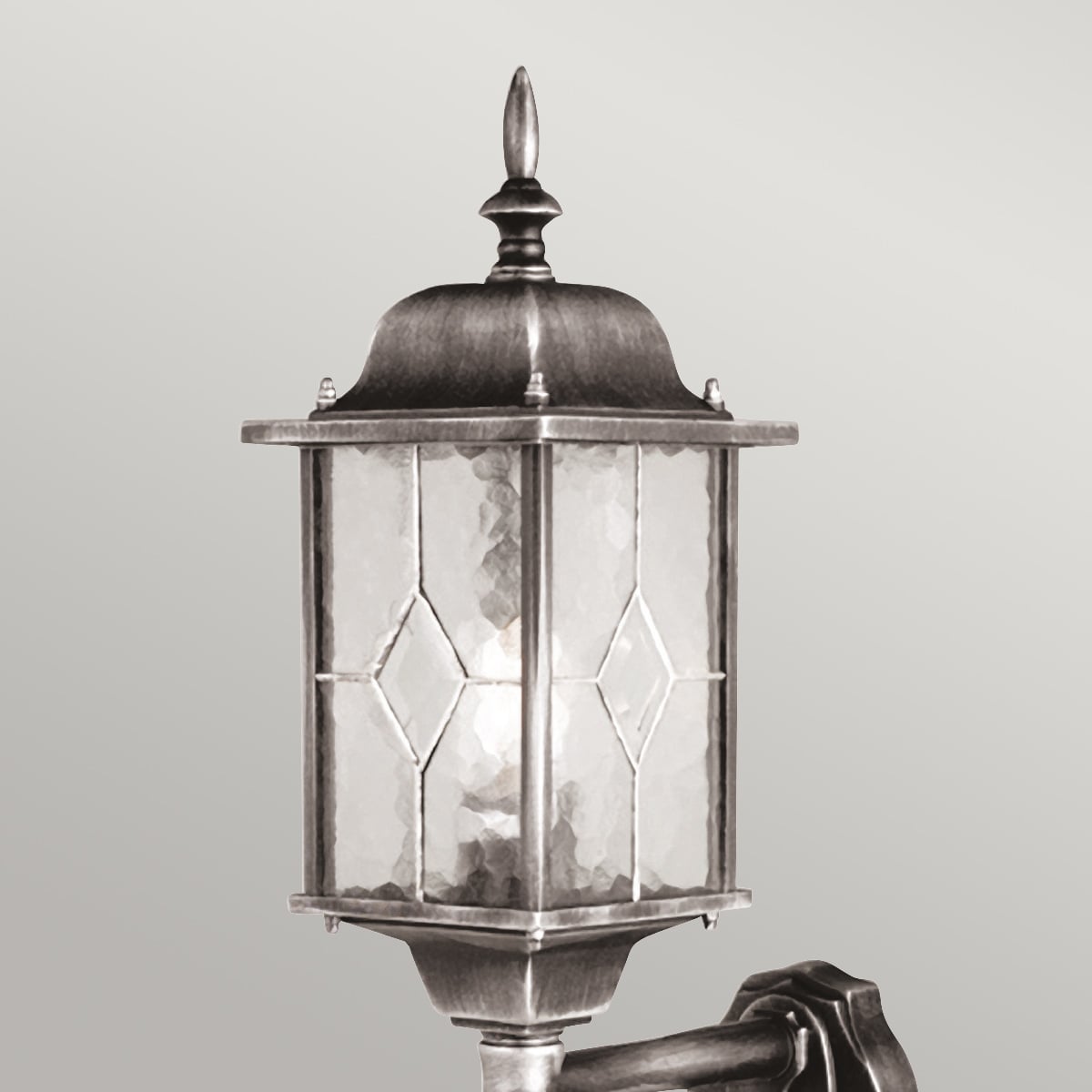 Lismore Quay Traditional Outdoor Wall Lantern with Sensor Black Silver Lismore Quay Traditional Outdoor Wall Lantern with Sensor Black Silver — detail view