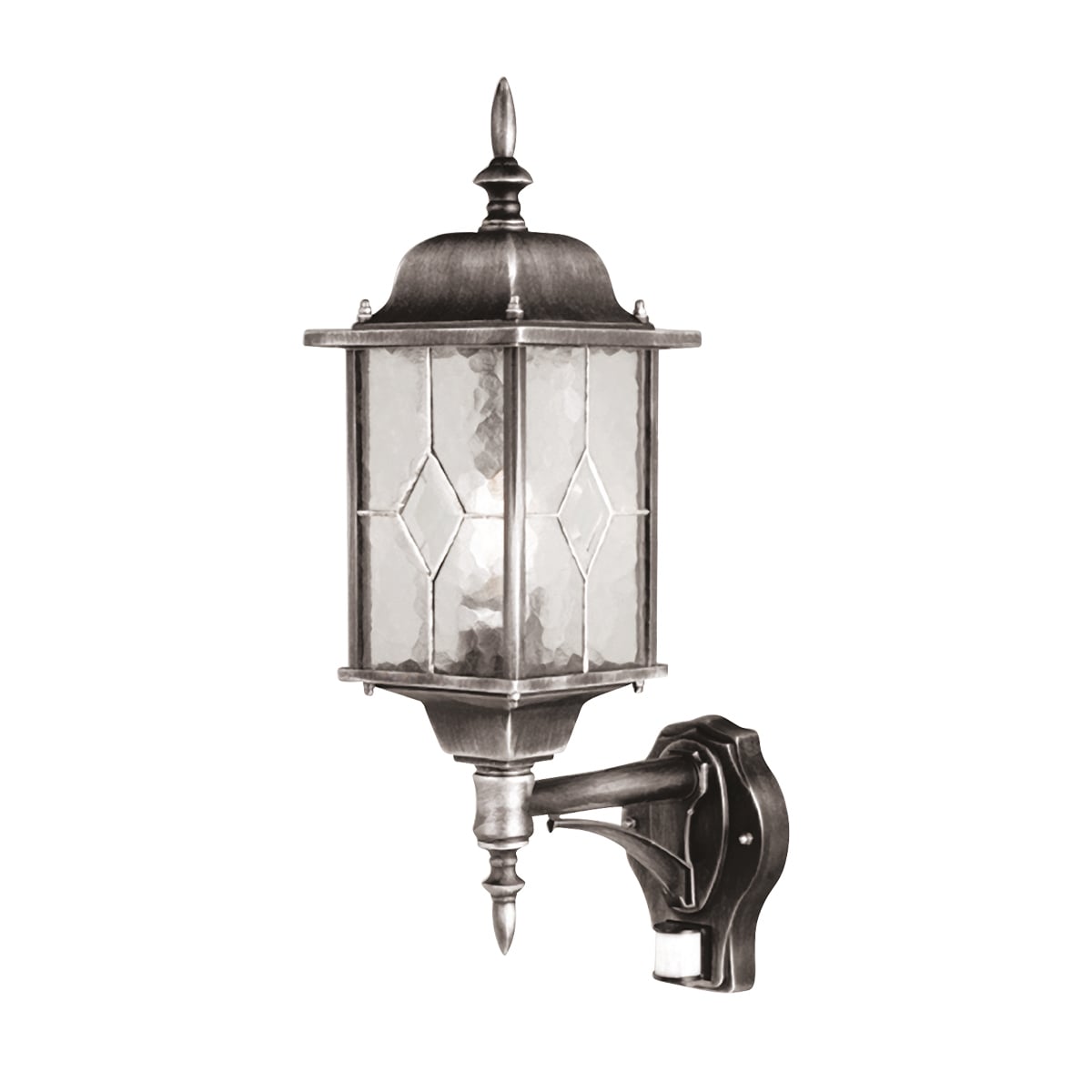 Lismore Quay Traditional Outdoor Wall Lantern with Sensor Black Silver