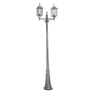 Lismore Quay Traditional Twin Head Lamp Post Black Silver