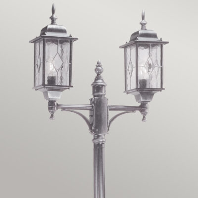 Lismore Quay Traditional Twin Head Lamp Post Black Silver — detail view