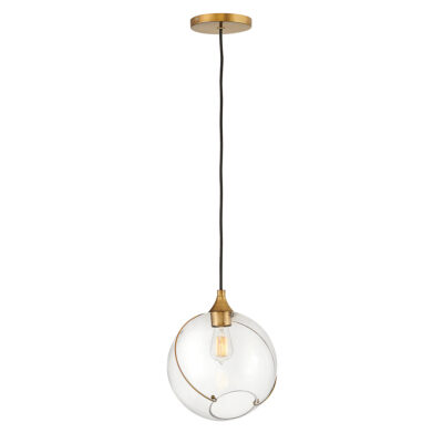 Loch Kessock Retro Modern Glass Globe Pendant in Heritage Brass
