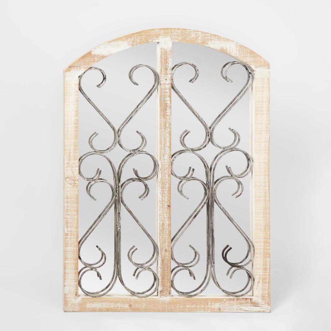 Lombardello French Provincial Arched Window Mirror White