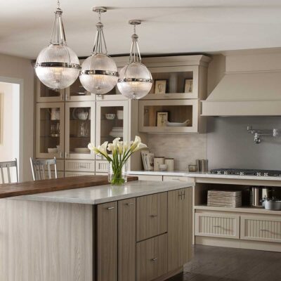Longmeadow Hamptons Globe Pendant Polished Nickel — in situ view