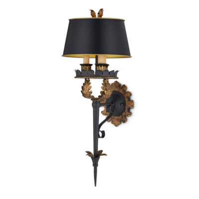 Lord Ashford Artistic Wall Light Black and Gold Leaf