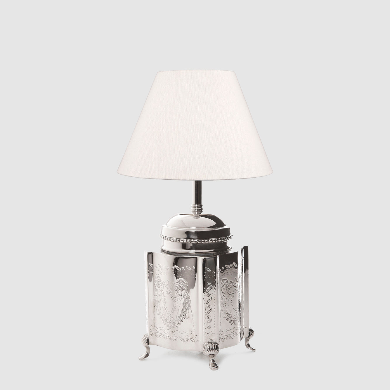 Ludenham French Provincial Tea Caddy Table Lamp Base Shiny Nickel