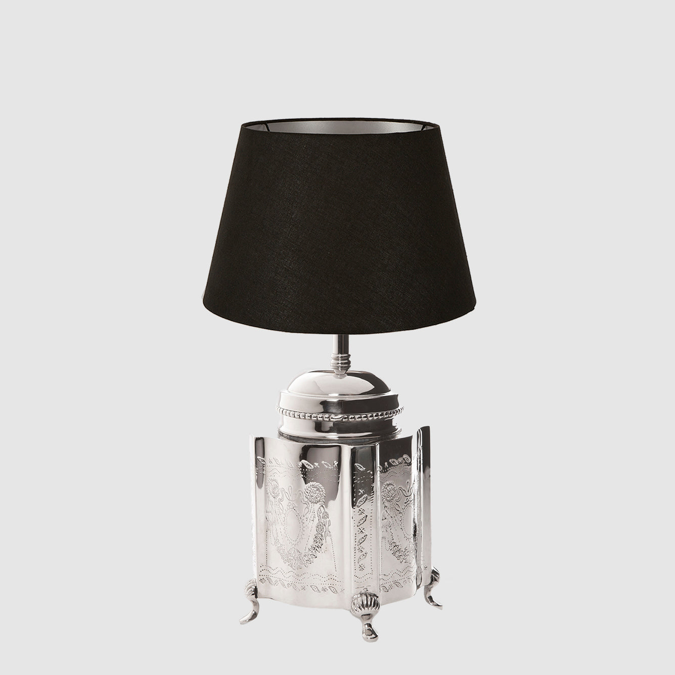 Ludenham French Provincial Tea Caddy Table Lamp Base Shiny Nickel
