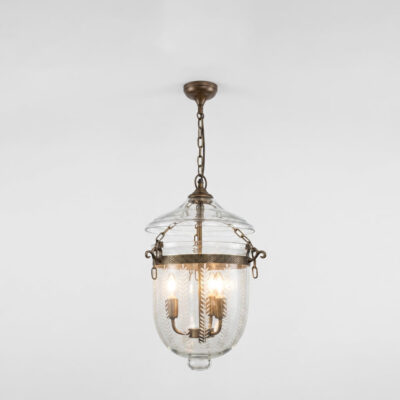 Luminaire Georgian Bell Jar Ceiling Pendant Clear Glass Brass