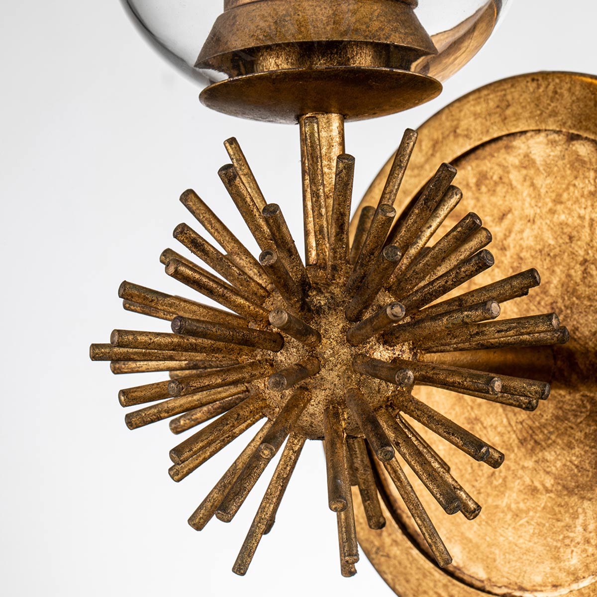 Lumsden French Provincial Sunburst Wall Light Distressed Gold Lumsden French Provincial Sunburst Wall Light Distressed Gold — detail view