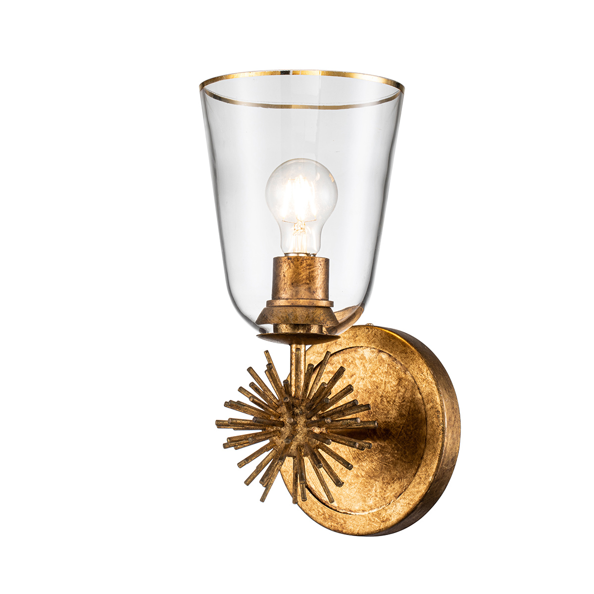 Lumsden French Provincial Sunburst Wall Light Distressed Gold