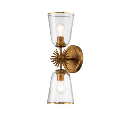 Lumsden Starburst Double Wall Light Distressed Gold