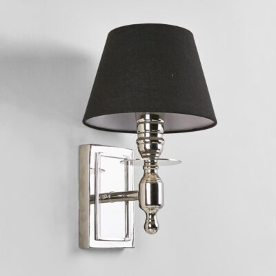Lyndale Hamptons Wall Light Polished Nickel with Black Shade