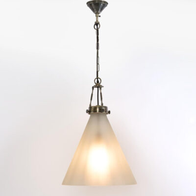 Lyndhurst Heritage Cone Ceiling Pendant Large Silver Frosted Glass