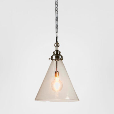 Lyndhurst Heritage Cone Glass Ceiling Pendant Silver
