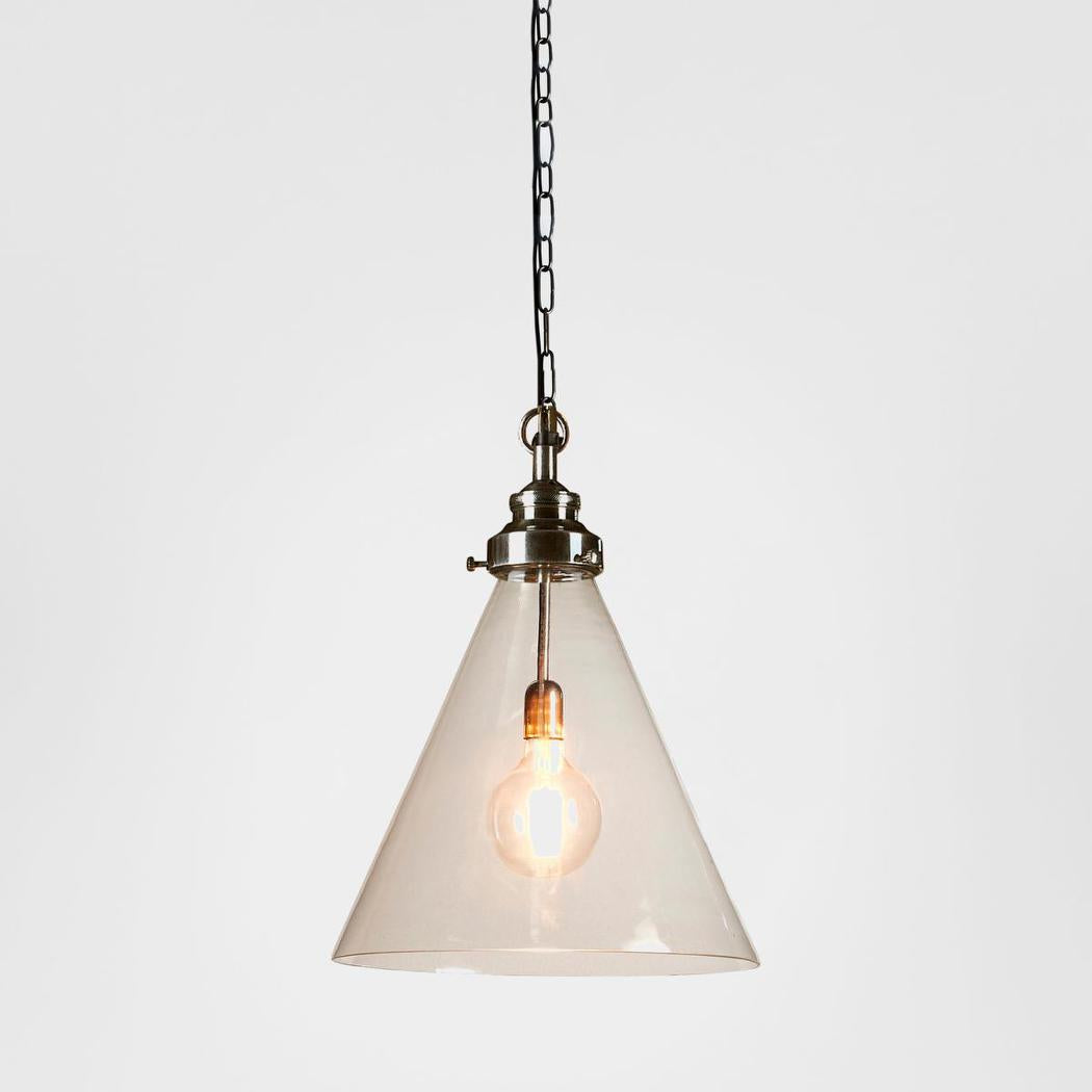 Lyndhurst Heritage Cone Glass Ceiling Pendant Silver