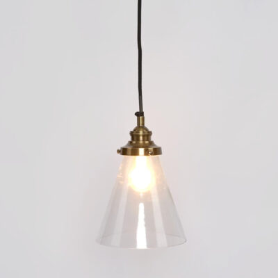 Lyndhurst Heritage Glass Cone Pendant Antique Brass