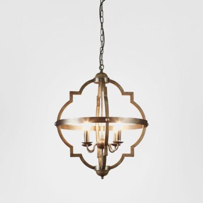 Lynford French Provincial Orb Ceiling Pendant Rust Brown and Silver