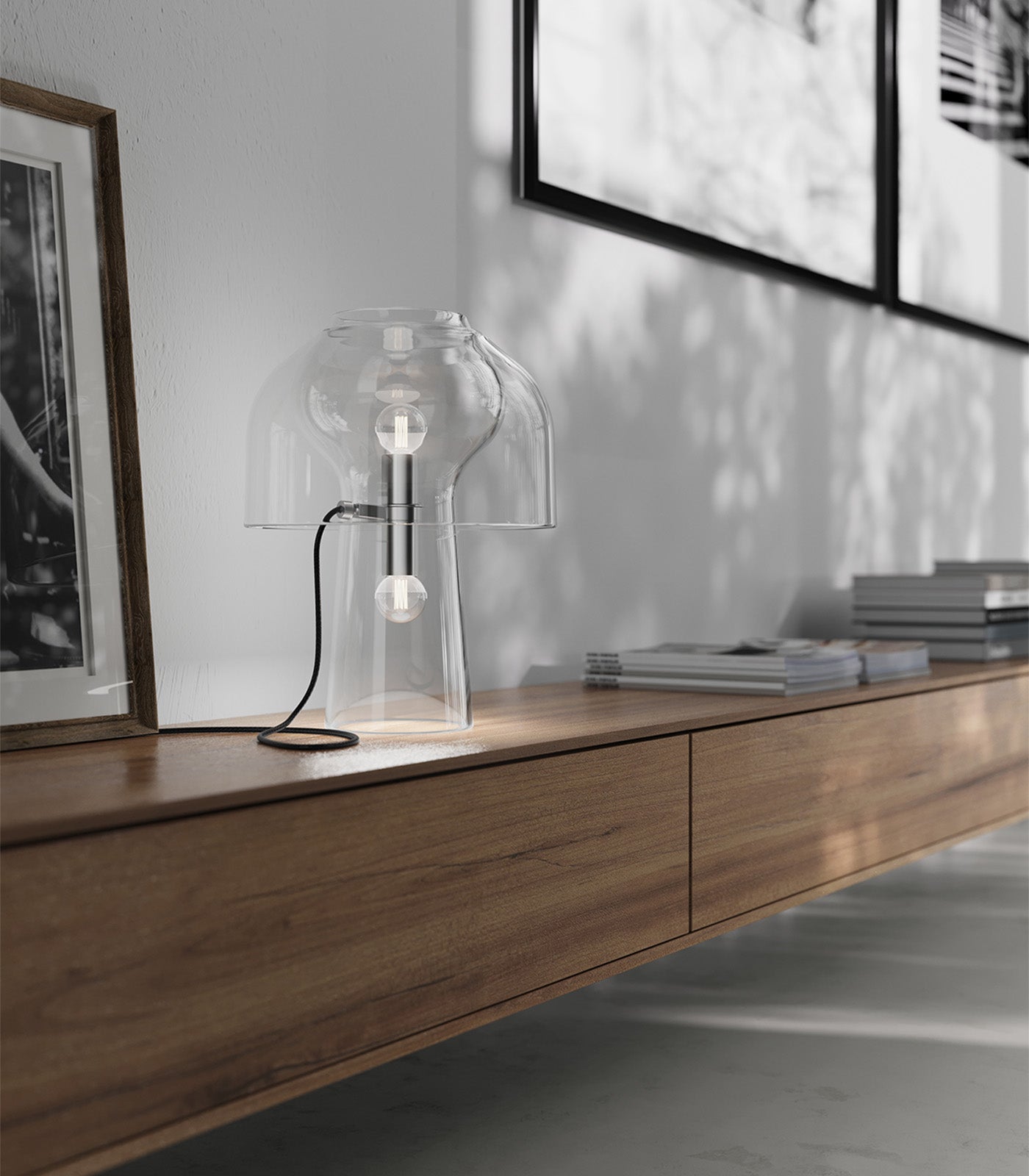 Marbeck Contemporary Glass Table Lamp Frosted Smoke and Clear Smoke Marbeck Contemporary Glass Table Lamp Frosted Smoke and Clear Smoke
