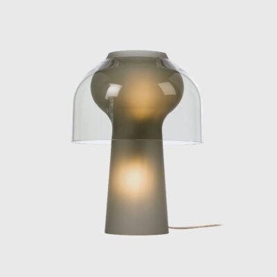 Marbeck Contemporary Glass Table Lamp Frosted Smoke and Clear Smoke