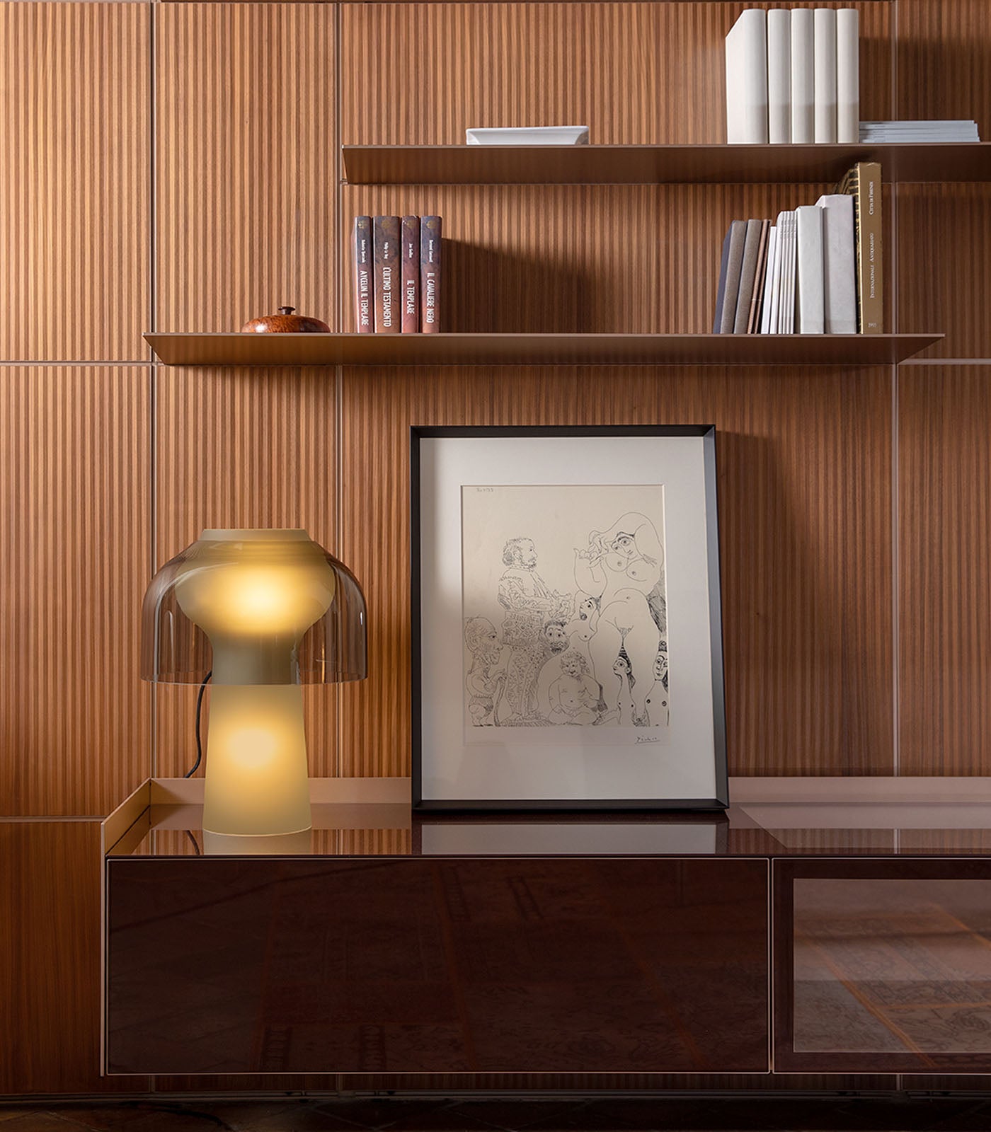 Marbeck Contemporary Glass Table Lamp Frosted Smoke and Clear Smoke Marbeck Contemporary Glass Table Lamp Frosted Smoke and Clear Smoke
