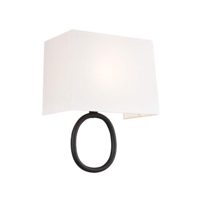 Marburne Hamptons Wall Light Aged Iron with Linen Shade