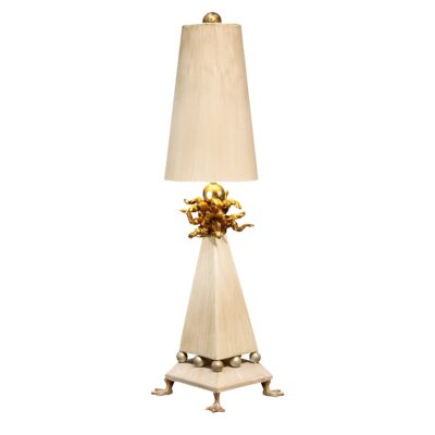 Marchant Hall French Provincial Table Lamp in Cream Patina and Gold Leaf
