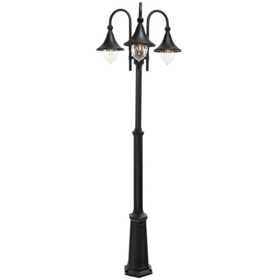 Marchetto Traditional Three Light Outdoor Lamp Post Black