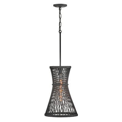 Marchgate Gold Hamptons Woven Rattan Pendant Black