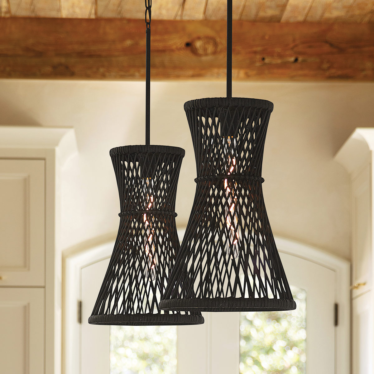 Marchgate Gold Hamptons Woven Rattan Pendant Black Marchgate Gold Hamptons Woven Rattan Pendant Black — in situ view