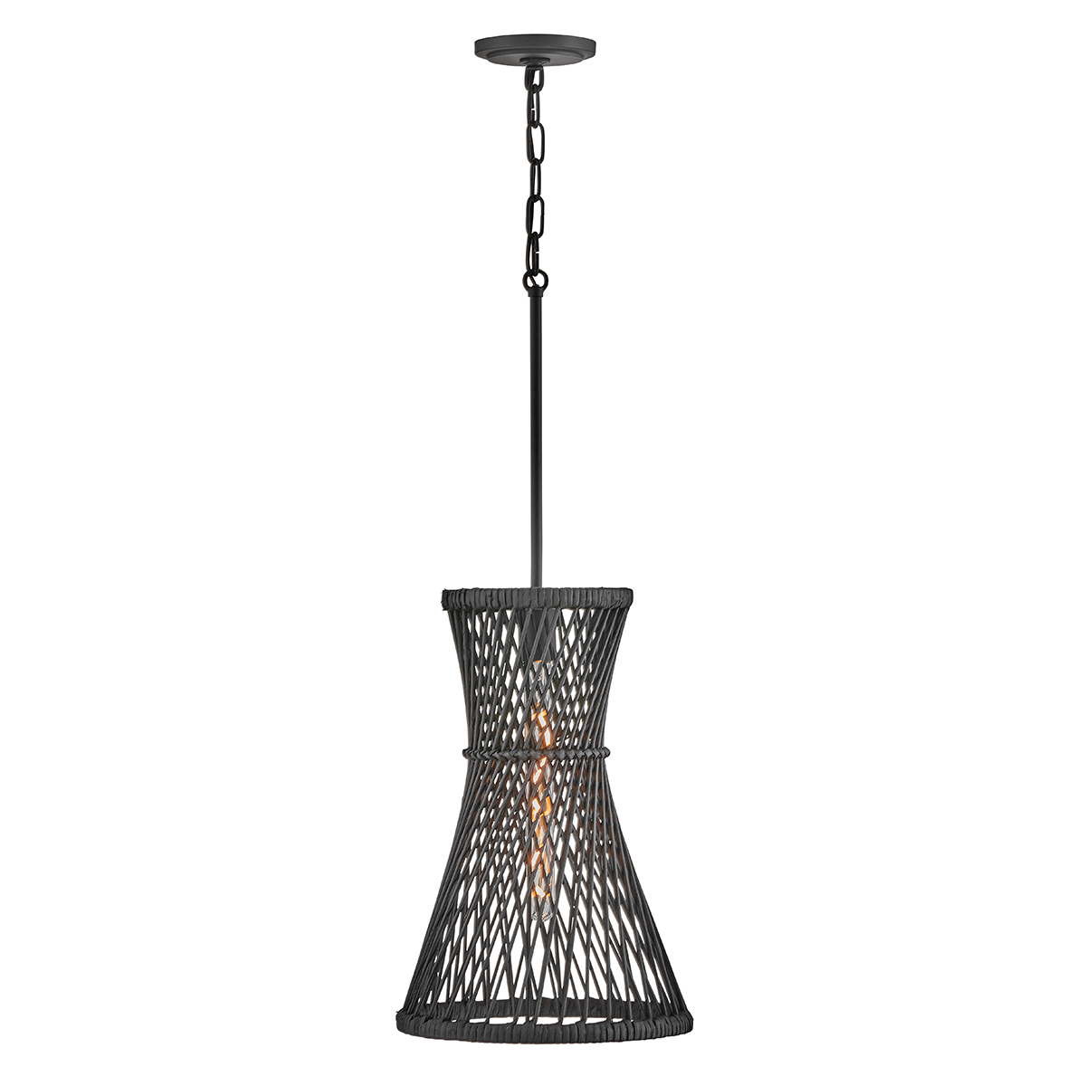 Marchgate Gold Hamptons Woven Rattan Pendant Black