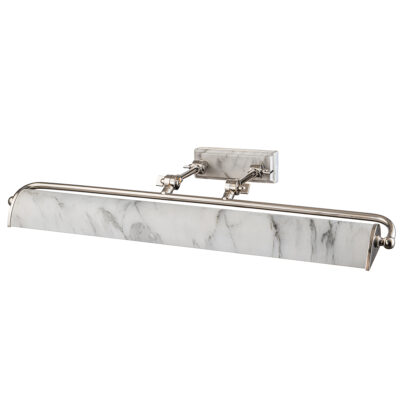Marchgrove Traditional 4 Light Picture Light Polished Nickel & White Marble Effect