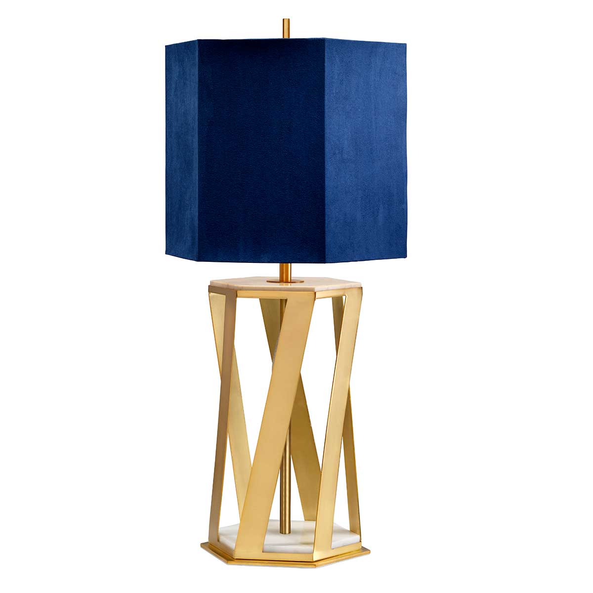 Marchmont Hamptons Table Lamp Brushed Brass with Navy Blue Shade Marchmont Hamptons Table Lamp Brushed Brass with Navy Blue Shade