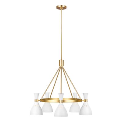 Marigold Hall Hamptons 5 Light Wagon Wheel Chandelier Matte White Brass