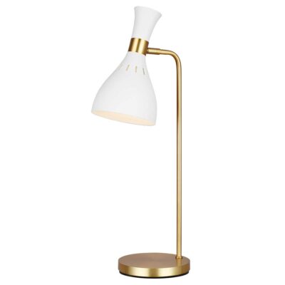Marigold Hall Hamptons Table Lamp Matte White And Burnished Brass