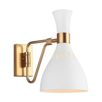 Marigold Hall Hamptons Wall Light Matte White and Burnished Brass