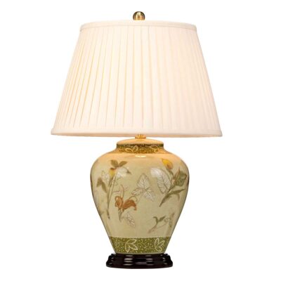 Marlbrook French Provincial Table Lamp Cream Floral Porcelain Aged Brass