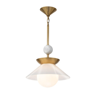 Marlefield Retro Modern Saucer Pendant in Aged Brass