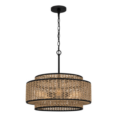 Marlestone Peak Coastal Tiered Rattan Pendant Matte Black